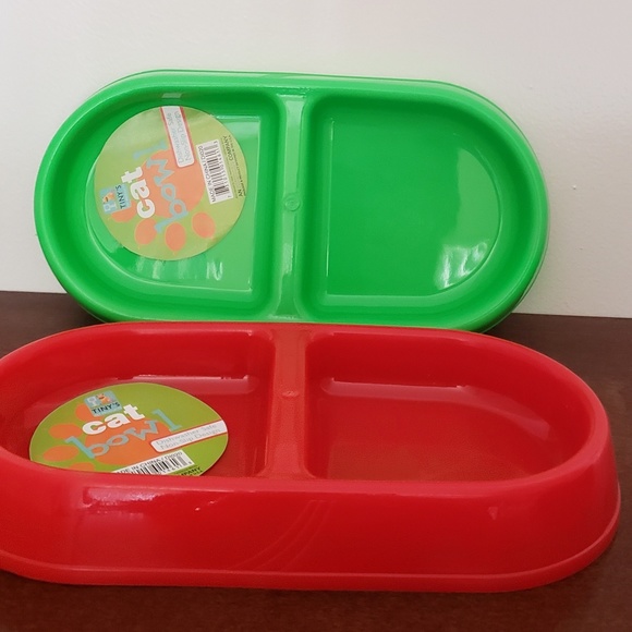 Three Pretty Double-Sided Cat Bowls. - Picture 5 of 11